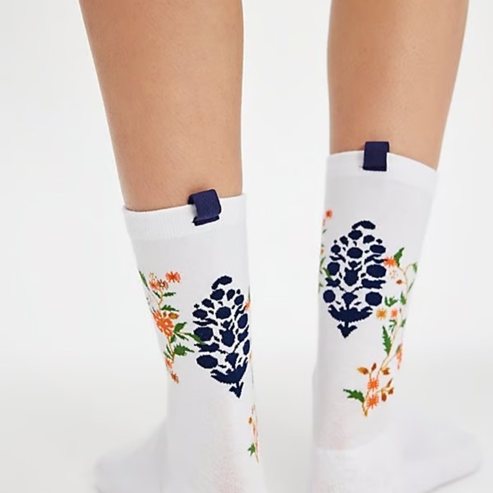 Free People Movement Floral Forest Floral Patterned White Socks New
